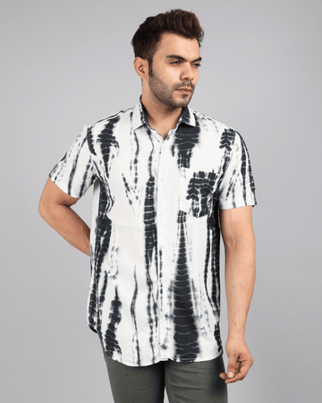 Men’s Monochrome Tie-Dye Casual Shirt